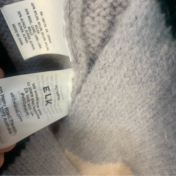 ELK Alpaca Wool Blend Color Block Poncho Sweater - Picture 8 of 16